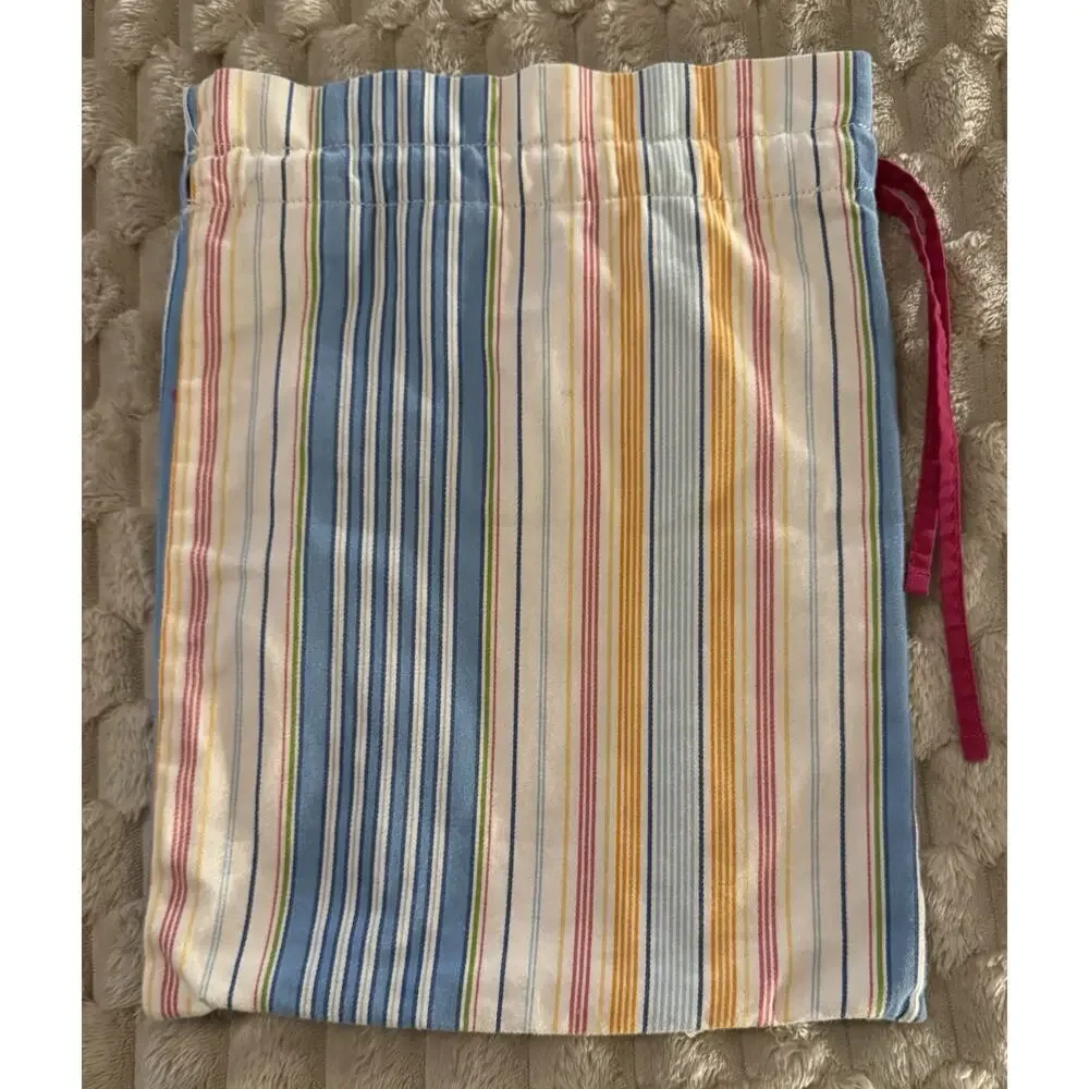 Pottery Barn Libby Stripe Shoe Bag 100% Cotton Storage Dust Travel Bag